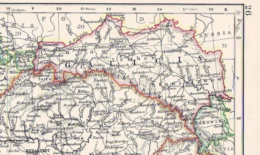 Map of Galicia and Bukovina