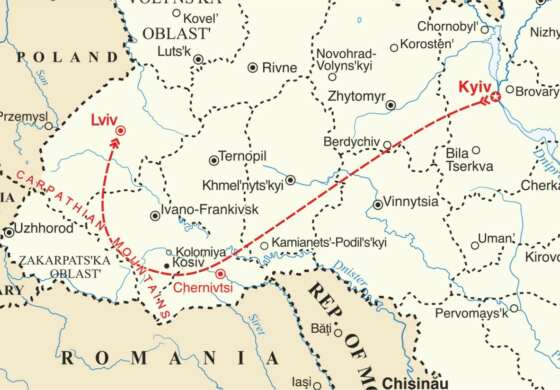 map - Sample Dance Tour to Ukraine